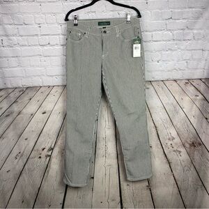 🆕 Lauren Ralph Lauren Women’s Size 8 Striped Stretch Straight Leg Jeans Pants